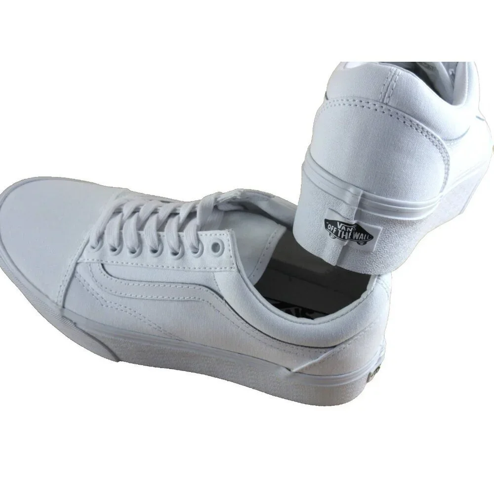 Vans Women's Old Skool Stackform True White Canvas Platform Shoes Size 8.5 NIB